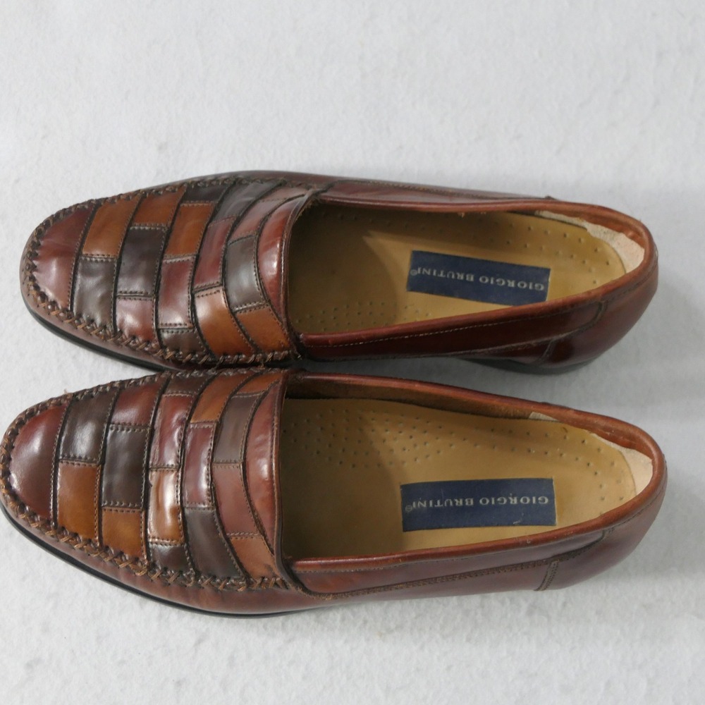 Giorgio Brutini Mens Loafers 8 Brown Patchwork Leather 4019-8D Grandpacore Retro
